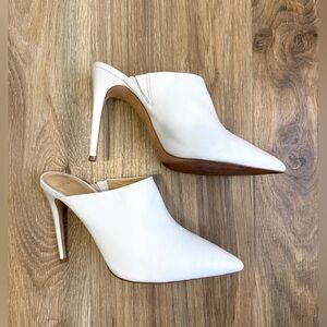Alexandre Birman White Leather Pointed Toe Mule Heels Size 39